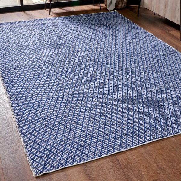 Ikat Denim Rectangular Rug Denim Blue