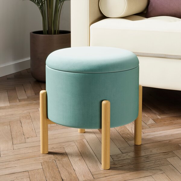 Marley Storage Footstool, Velvet Lilypad