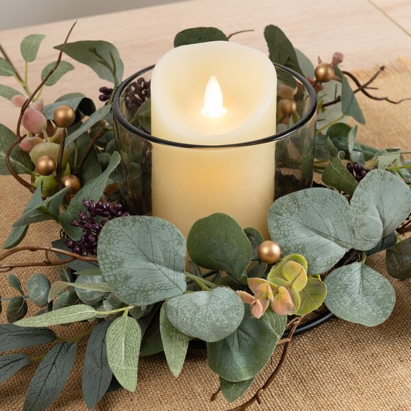 Artificial Eucalyptus Candle Holder