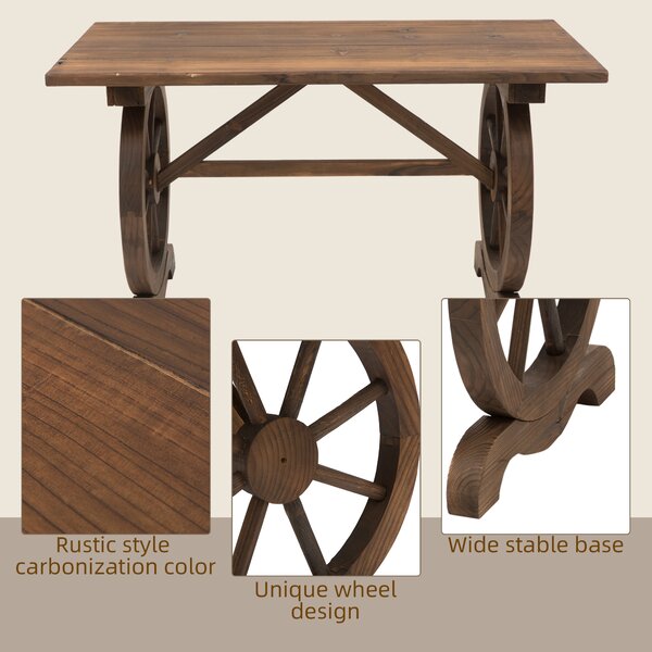 Outsunny Patio Coffee Table, Outdoor Dining Display Desk, Water-Resistant Natural Fir Wood Aosom UK