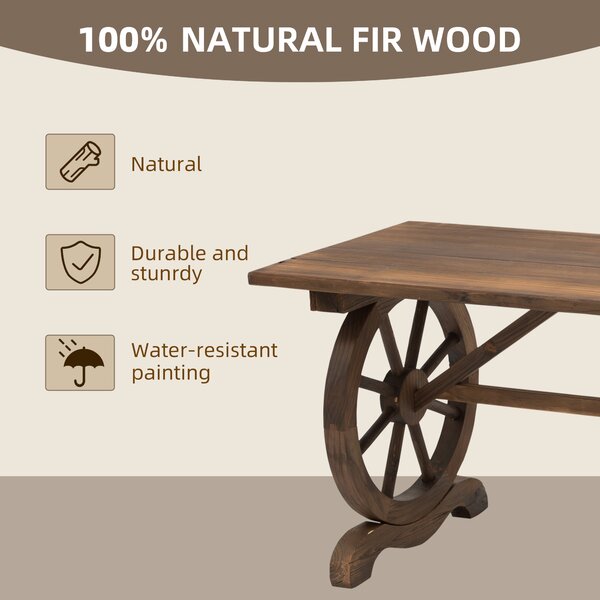 Outsunny Patio Coffee Table, Outdoor Dining Display Desk, Water-Resistant Natural Fir Wood Aosom UK