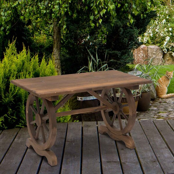 Outsunny Patio Coffee Table, Outdoor Dining Display Desk, Water-Resistant Natural Fir Wood Aosom UK