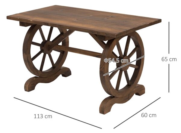 Outsunny Patio Coffee Table, Outdoor Dining Display Desk, Water-Resistant Natural Fir Wood Aosom UK