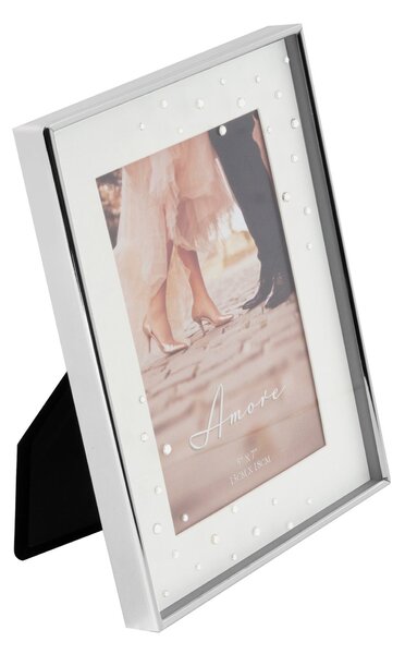 Amore Silver Plated Crystal Box Photo Frame