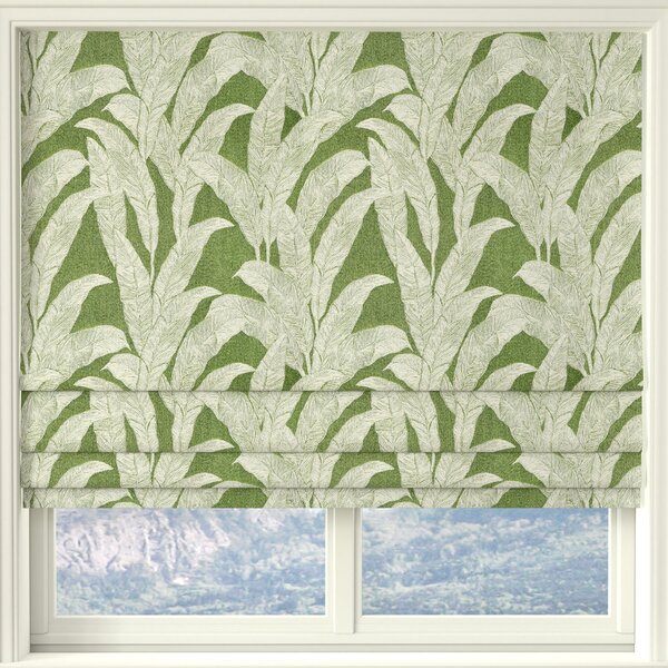 Linda Barker Evergreen Leaf Made To Measure Roman Blind Green