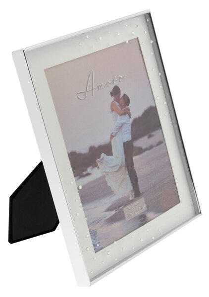 Amore Silver Plated Crystal Box Photo Frame