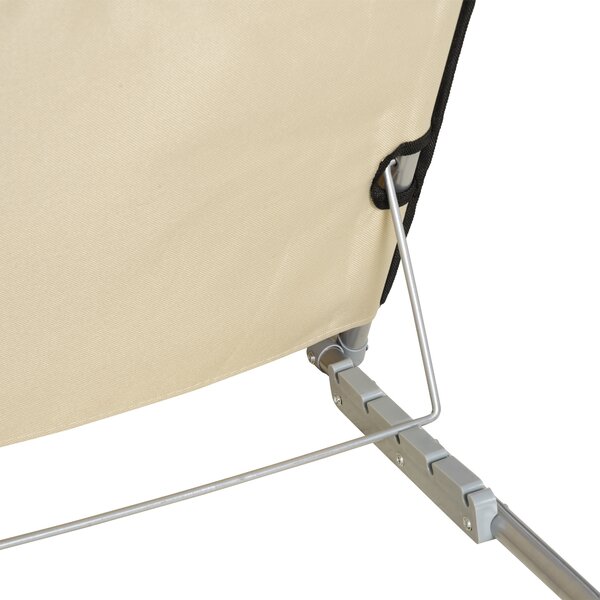 Outsunny Set of 2 Foldable Garden Beach Chair Mat Lightweight Outdoor Sun Lounger Seats Adjustable Back Metal Frame PE Head Pillow, Beige Aosom UK
