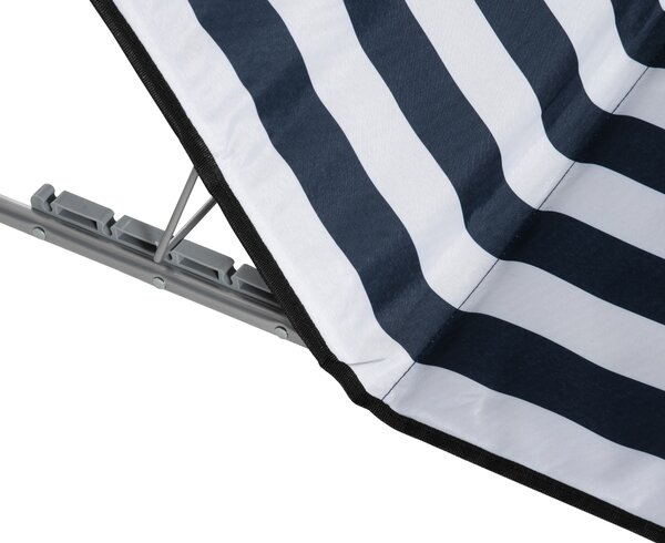 Outsunny Foldable Garden Beach Chair Mat, Set of 2, Lightweight, Adjustable Back, Metal Frame, PE Fabric with Head Pillow, Blue
