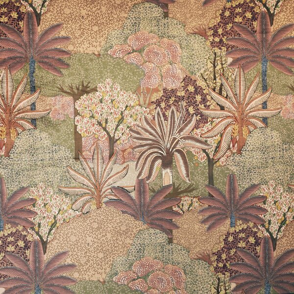 Linda Barker Treasure Garden Velvet Print Fabric Peach