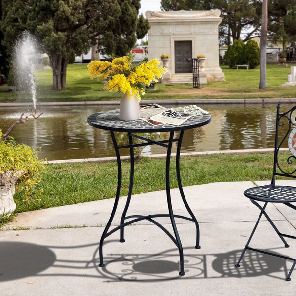 Outsunny Mosaic Side Table, 60cm Round Bistro Coffee Table, Plant Stand for Indoor, Outdoor, Garden, Patio, Balcony, Grey Aosom UK