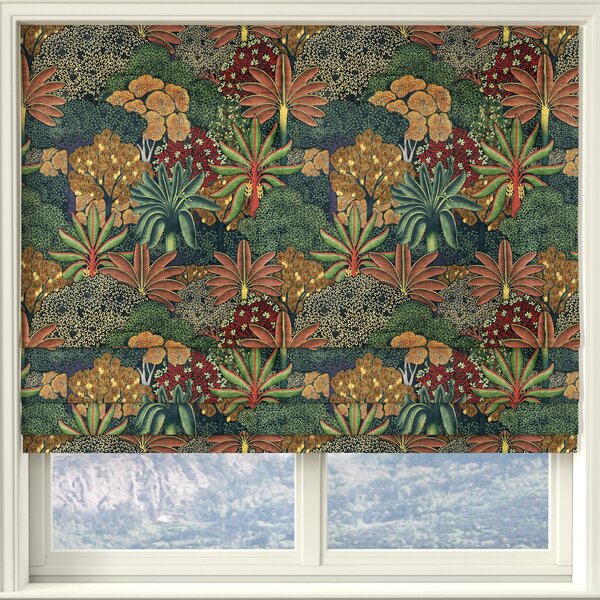 Linda Barker Treasure Garden Velvet Print Made To Measure Roman Blind Navy