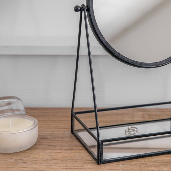 Luca Black Desk Mirror with Tray