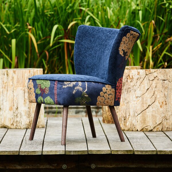 Linda Barker Bonsai Garden Velvet Armchair Blue