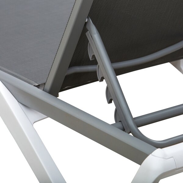 Outsunny Portable Outdoor Chaise Lounge, with Adjustable Back, Breathable Texteline, Light Grey