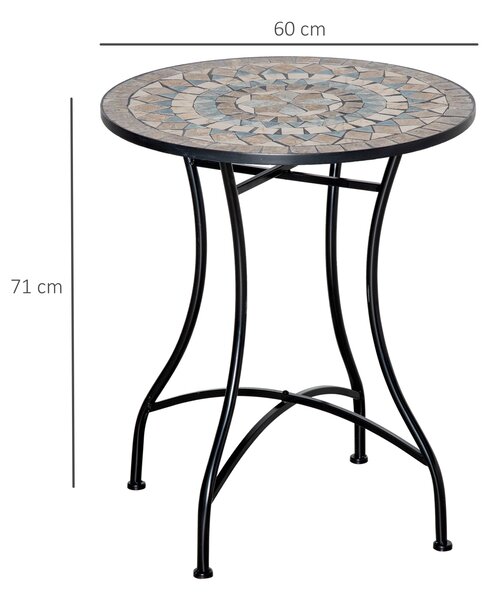 Outsunny Φ60cm Mosaic Outdoor Patio Table - Green