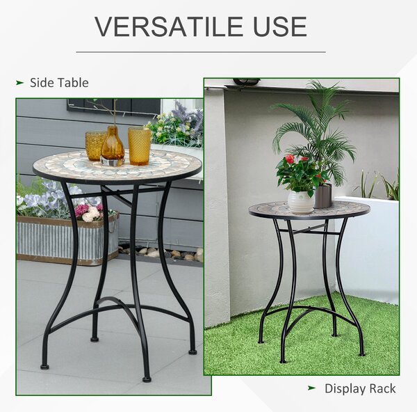Outsunny Φ60cm Mosaic Outdoor Patio Table - Green
