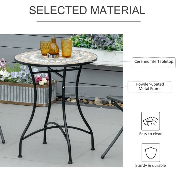 Outsunny Φ60cm Mosaic Outdoor Patio Table - Green