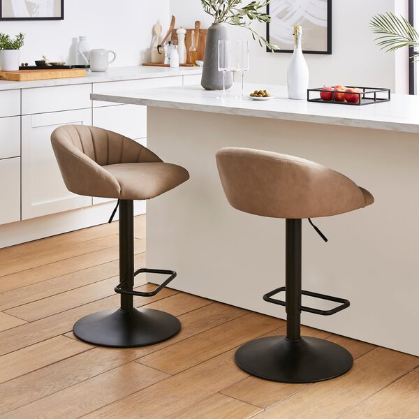 Lowen Adjustable Bar Stool, Faux Leather