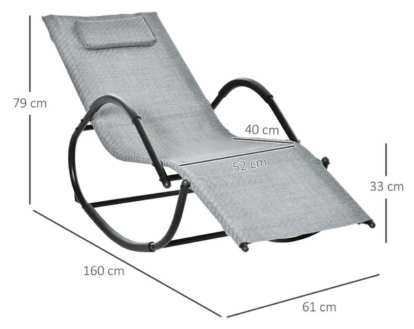 Outsunny Rocking Chair Zero Gravity Rocking Lounge Chair Rattan Effect Patio Rocker w/ Removable Pillow Recliner Seat Breathable Texteline Aosom UK