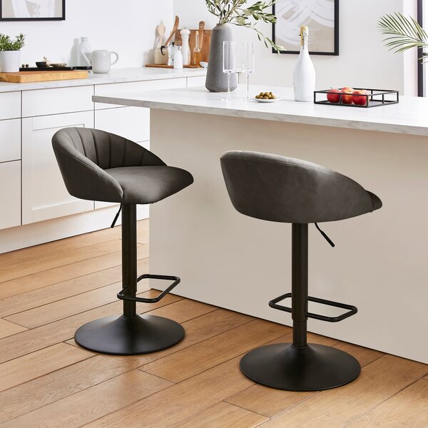 Lowen Adjustable Bar Stool, Faux Leather