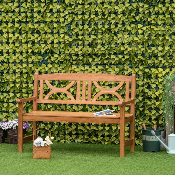 Outsunny 2 Seater Wooden Garden Bench, Outdoor Patio Loveseat Chair for Yard, Lawn & Porch, Natural Wood Slatted Seat, Weather Resistant Aosom UK