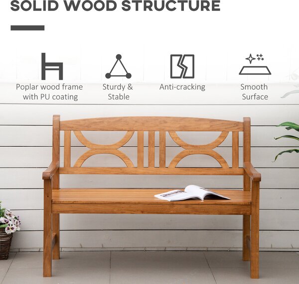 Outsunny 2 Seater Wooden Garden Bench, Outdoor Patio Loveseat Chair for Yard, Lawn & Porch, Natural Wood Slatted Seat, Weather Resistant Aosom UK