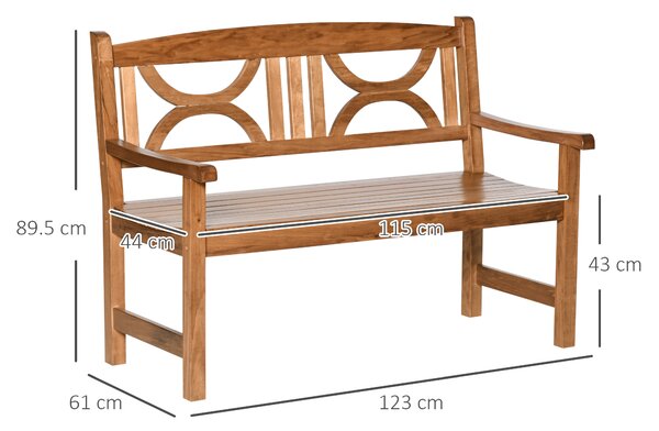 Outsunny 2 Seater Wooden Garden Bench, Outdoor Patio Loveseat Chair for Yard, Lawn & Porch, Natural Wood Slatted Seat, Weather Resistant Aosom UK