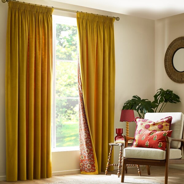 Portobella Cranbrook Floral Lining Pencil Pleat Curtains