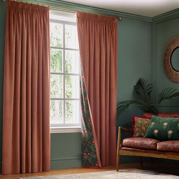 Portobella Eltham Floral Lining Pencil Pleat Curtains