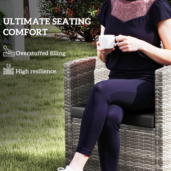 Outsunny Outdoor Seat Cushion Pads for Rattan Furniture, 3 PCs Garden Furniture Cushions, Black