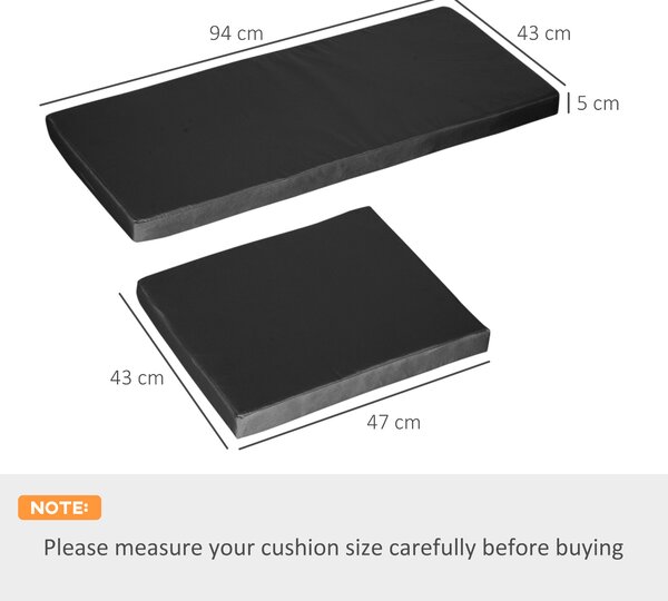 Outsunny Outdoor Seat Cushion Pads for Rattan Furniture, 3 PCs Garden Furniture Cushions, Black