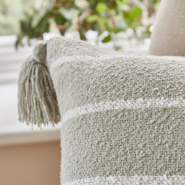 Stripe Woven Tassel Square Cushion