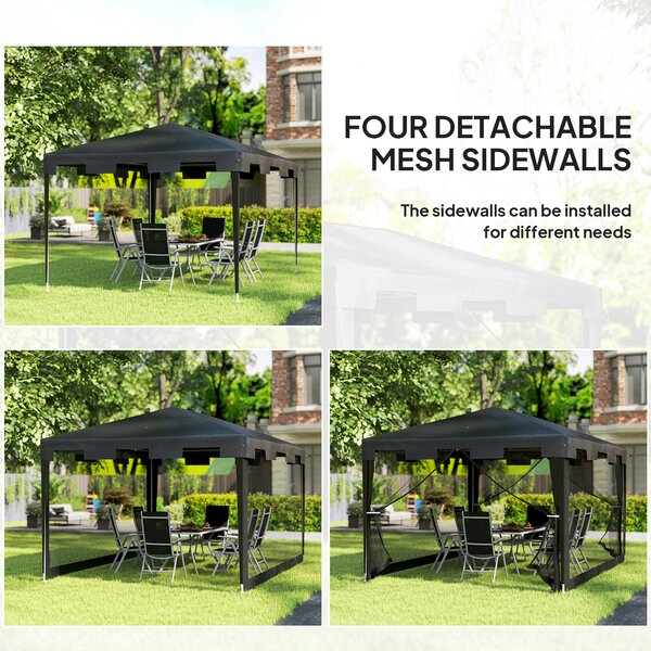 Outsunny Waterproof 4 x 3 m Party Tent Wedding Gazebo Outdoor Waterproof PE Canopy Shade with Panel Aosom UK