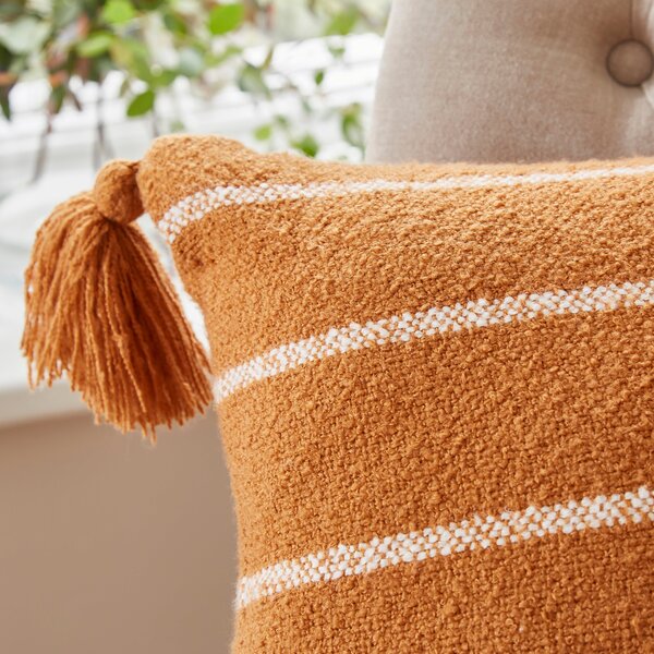 Stripe Woven Tassel Square Cushion