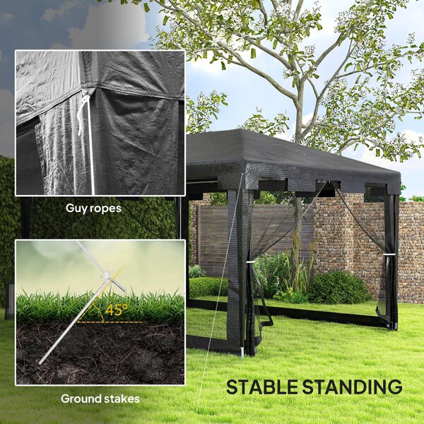 Outsunny Waterproof 4 x 3 m Party Tent Wedding Gazebo Outdoor Waterproof PE Canopy Shade with Panel Aosom UK