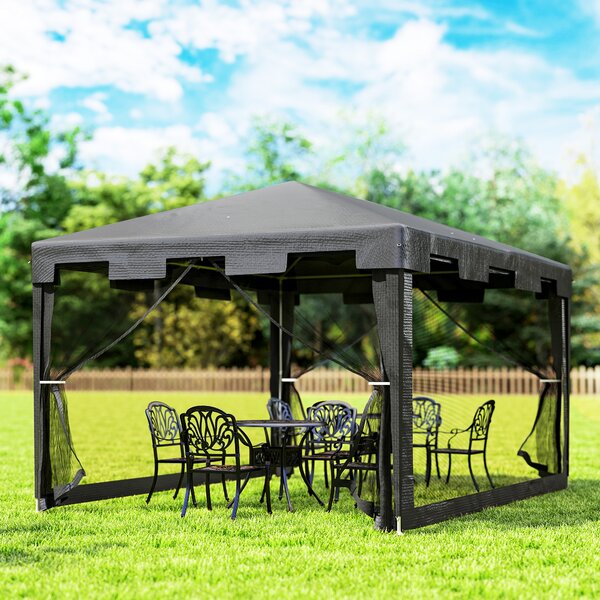 Outsunny Waterproof 4 x 3 m Party Tent Wedding Gazebo Outdoor Waterproof PE Canopy Shade with Panel Aosom UK