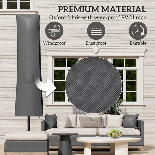 Outsunny Parasol Umbrella Cover - Grey