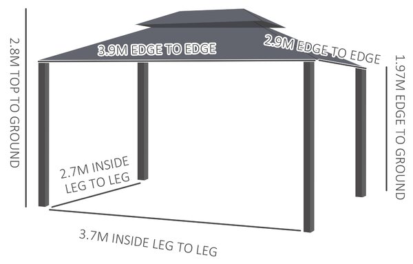 Outsunny 3 x 4m Curtain Gazebo, Wedding Gazebo with Aluminium Canopy Shelter, Nets and Curtains for Garden and Deck, Black Aosom UK