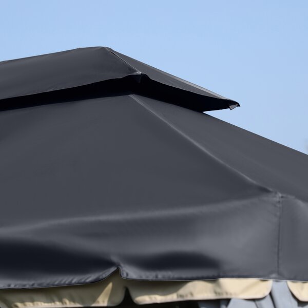 Outsunny 3 x 4m Curtain Gazebo, Wedding Gazebo with Aluminium Canopy Shelter, Nets and Curtains for Garden and Deck, Black Aosom UK