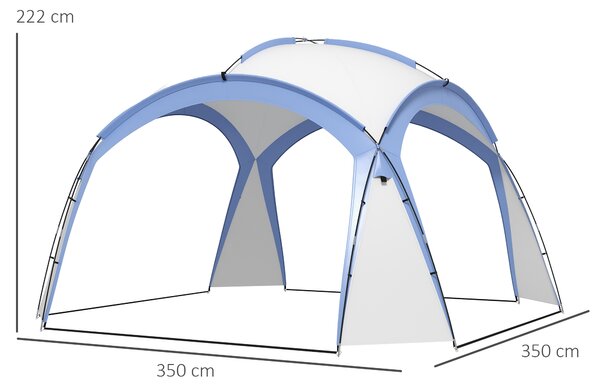 Outsunny 3.5 x 3.5M Camping Gazebo, Outdoor Event Shelter Dome Tent Garden Sun Shelter Patio Spire Arc Pavilion Camp Sun Shade, Light Blue
