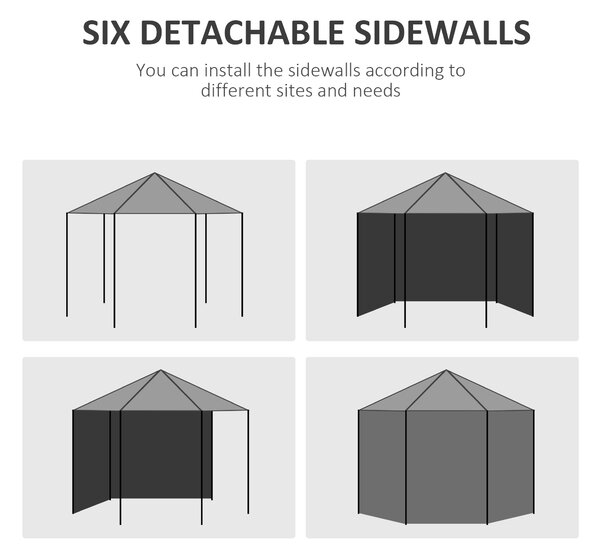 Outsunny 4 m Party Tent Wedding Gazebo Outdoor Waterproof PE Canopy Shade with 6 Removable Side Walls