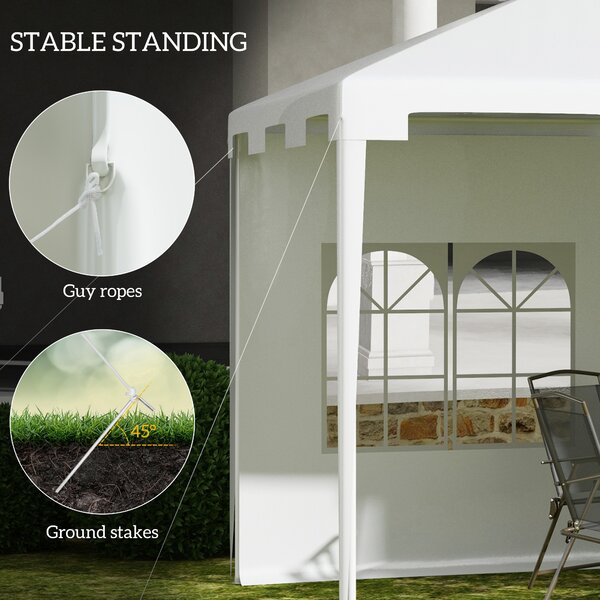 Outsunny 3 x 4 m Garden Gazebo Shelter Marquee Party Tent with 2 Sidewalls for Patio Yard Outdoor, White