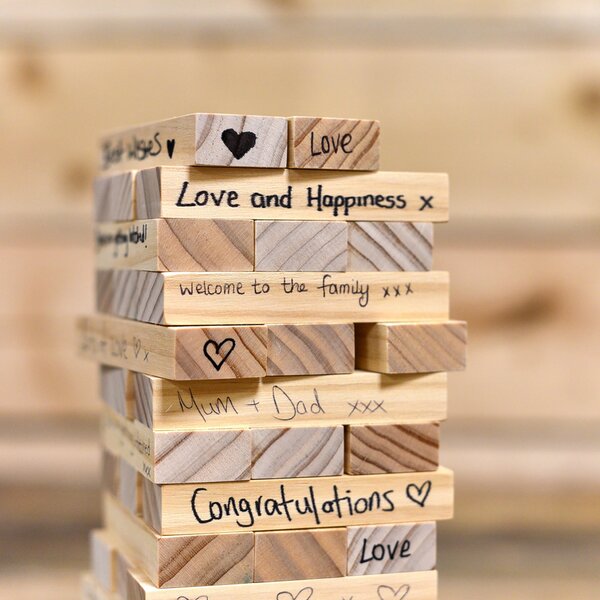 Love Story Wedding Guest Book Wooden Blocks