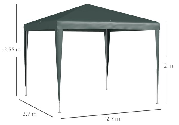 Outsunny 2.7m x 2.7m Garden Gazebo Marquee Party Tent Wedding Canopy Outdoor(Dark Green)
