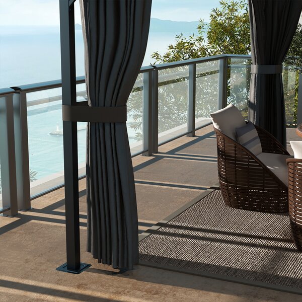 Outsunny Aluminium Frame 4 x 3(m) Polycarbonate Gazebo with Curtains, Nettings, Double Roof for Lawn, Yard, Patio, Deck, Brown