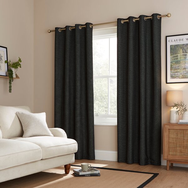 Herringbone Chenille Thermal Eyelet Curtains