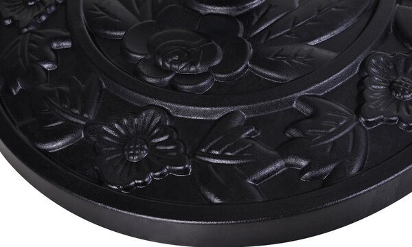 Outsunny 9kg Resin Parasol Base, Half Round Umbrella Stand with Floral Design for Garden, Outdoor, Suitable Umbrella Rod: Φ3.8cm, Φ4.8cm, Black