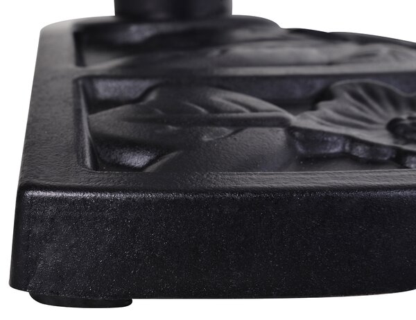 Outsunny 9kg Resin Parasol Base, Half Round Umbrella Stand with Floral Design for Garden, Outdoor, Suitable Umbrella Rod: Φ3.8cm, Φ4.8cm, Black