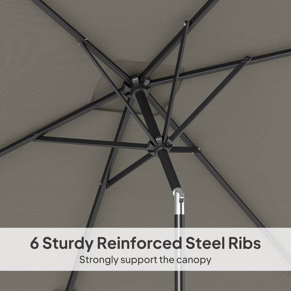 Outsunny 3x2m Patio Parasol Garden Umbrellas Canopy with Aluminium Tilt Crank Rectangular Sun Shade Steel, Light Grey