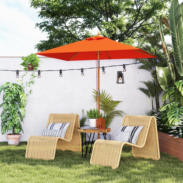 Outsunny Wooden Patio Umbrella - Orange